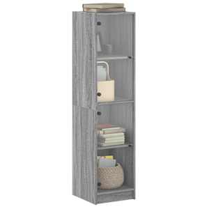 Highboard se skleněnými dvířky šedý sonoma 35 x 37 x 142 cm - obrázek 4