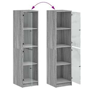 Highboard se skleněnými dvířky šedý sonoma 35 x 37 x 142 cm - obrázek 9