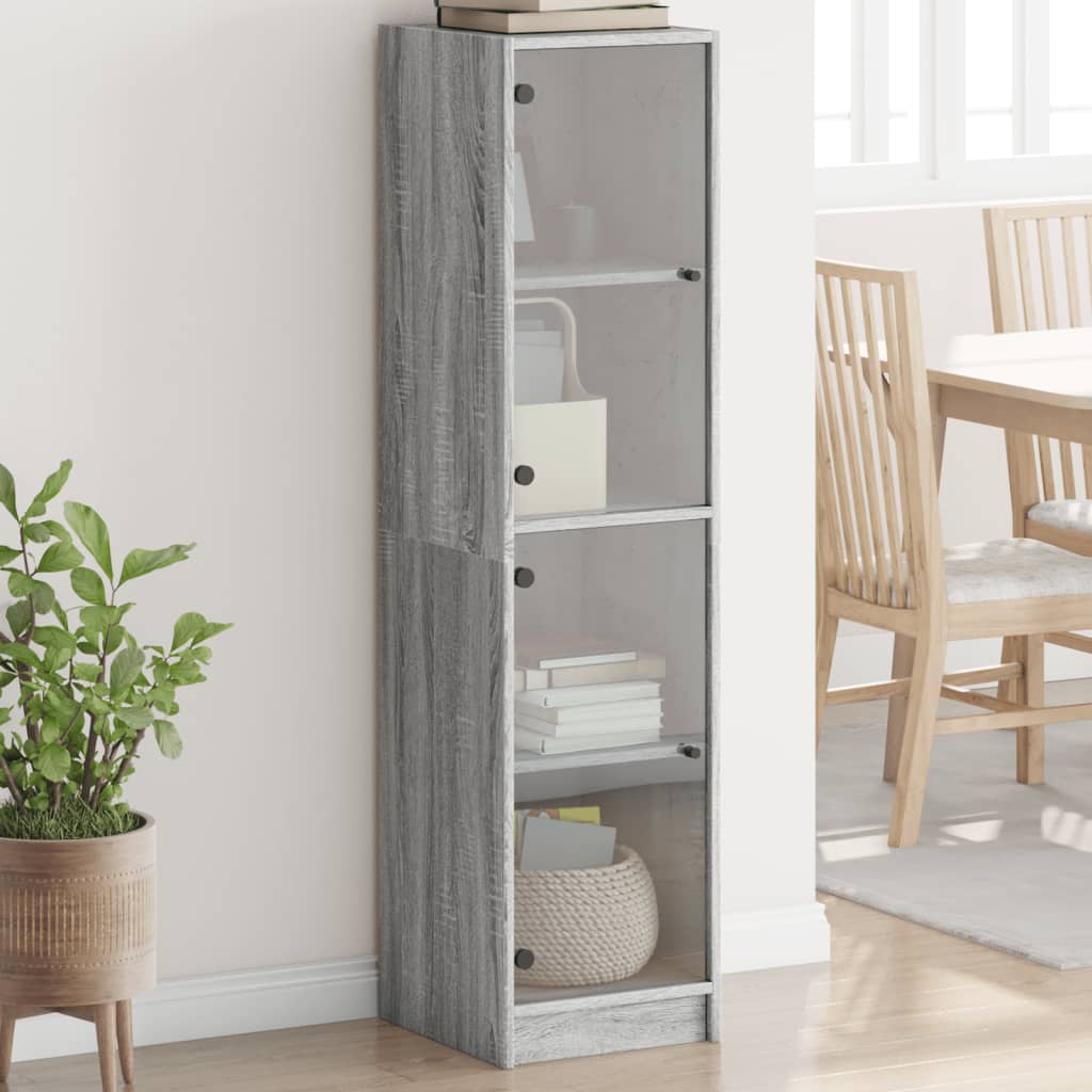 vidaXL Highboard mit Glastüren Grau Sonoma 35x37x142 cm