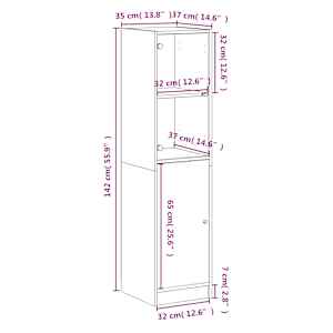 Highboard se skleněnými dvířky bílý 35 x 37 x 142 cm - obrázek 12