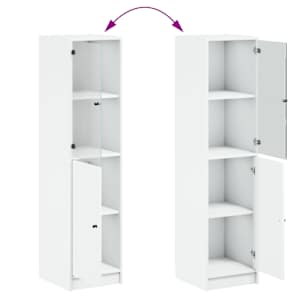 Highboard se skleněnými dvířky bílý 35 x 37 x 142 cm - obrázek 9