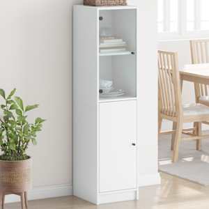 Highboard se skleněnými dvířky bílý 35 x 37 x 142 cm - obrázek 1