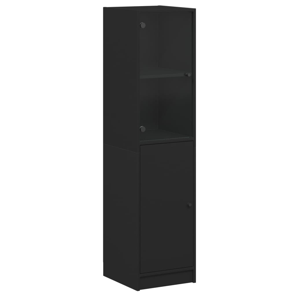 vidaXL Highboard se skleněnými dvířky černý 35 x 37 x 142 cm