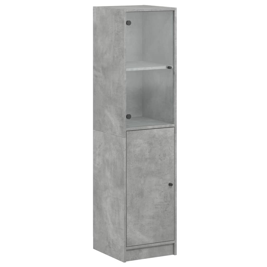 vidaXL Highboard se skleněnými dvířky betonově šedý 35 x 37 x 142 cm