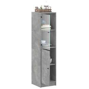 Highboard se skleněnými dvířky betonově šedý 35 x 37 x 142 cm - obrázek 5