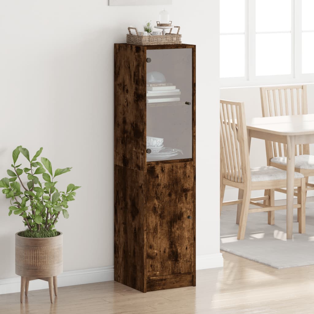 Thumbnail - vidaXL Highboard mit Glastür Räuchereiche 35x37x142 cm