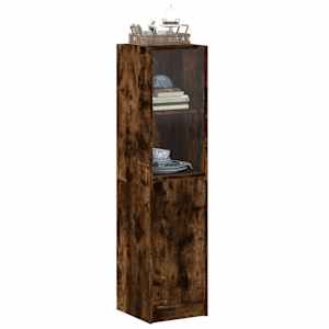 Highboard se skleněnými dvířky kouřový dub 35 x 37 x 142 cm - obrázek 4