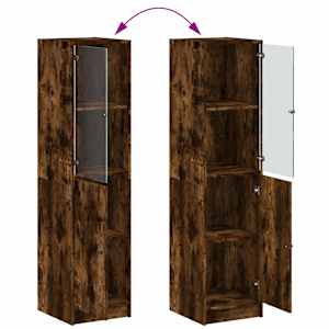 Highboard se skleněnými dvířky kouřový dub 35 x 37 x 142 cm - obrázek 9