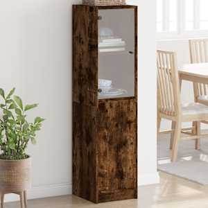 Highboard se skleněnými dvířky kouřový dub 35 x 37 x 142 cm - obrázek 1