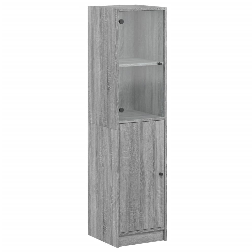 vidaXL Highboard se skleněnými dvířky šedý sonoma 35 x 37 x 142 cm