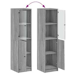 Highboard se skleněnými dvířky šedý sonoma 35 x 37 x 142 cm - obrázek 9