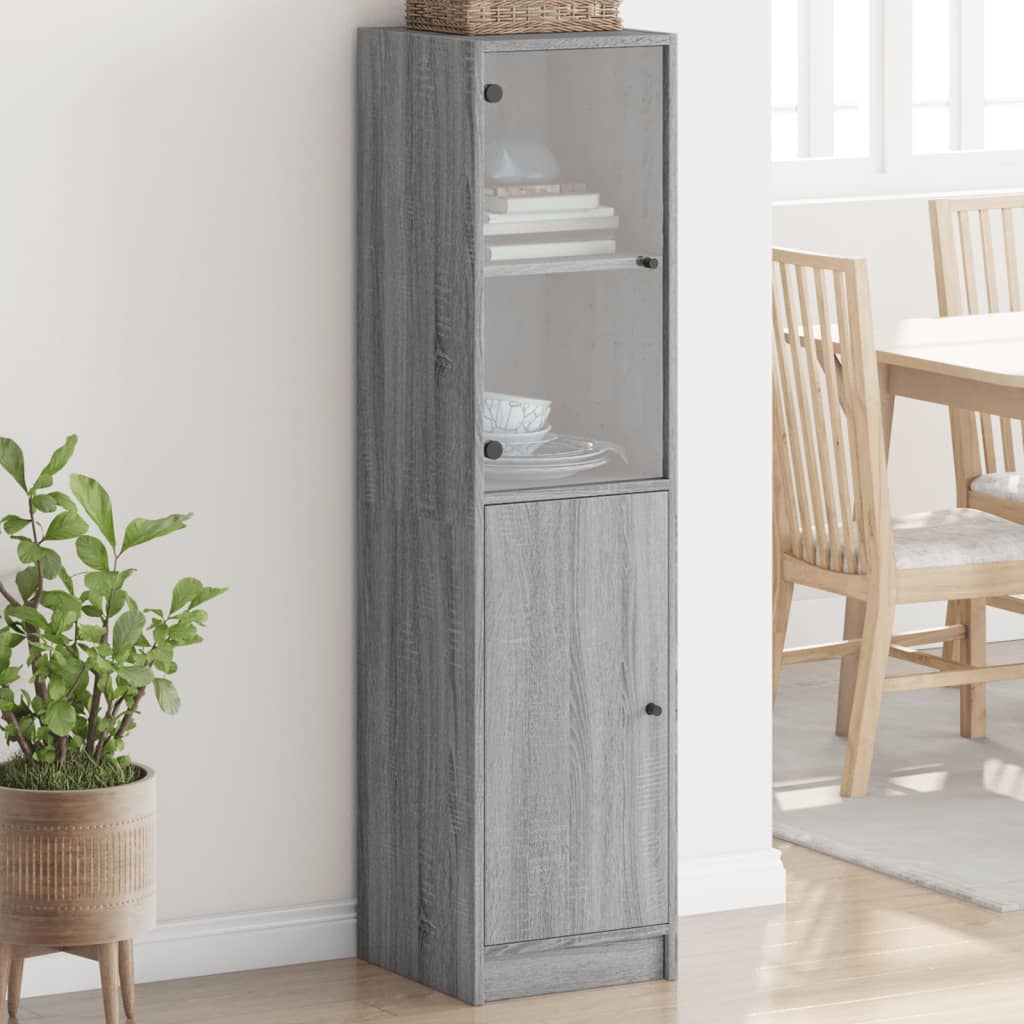 vidaXL Highboard mit Glastür Grau Sonoma 35x37x142 cm