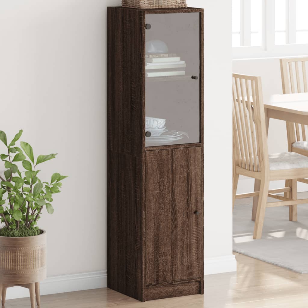 vidaXL Highboard mit Glastür Braun Eichen-Optik 35x37x142 cm