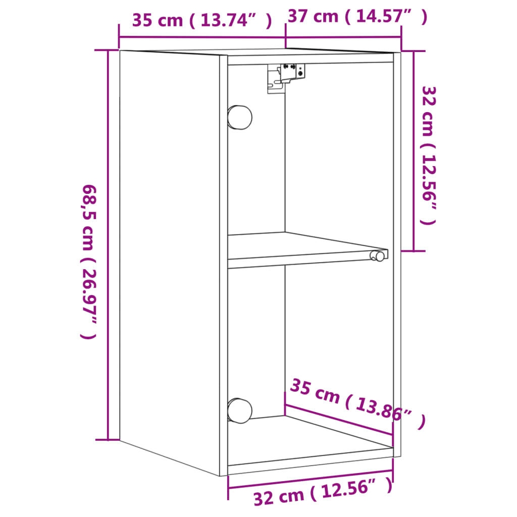 imagem de vidaXL Armário de parede c/ portas de vidro 35x37x68,5 cm preto11