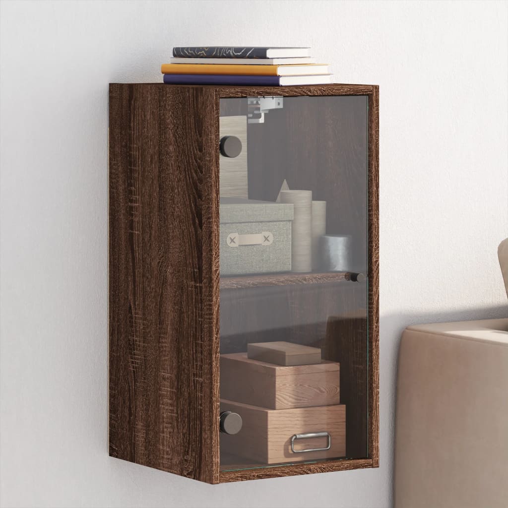 vidaXL Wandschrank mit Glastüren Braun Eichen-Optik 35x37x68,5 cm