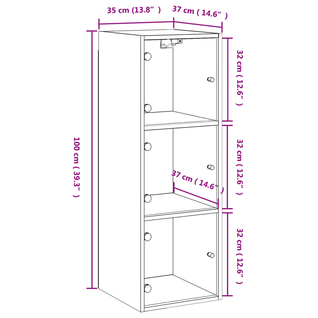 imagem de vidaXL Armário de parede c/ portas de vidro 35x37x100 cm branco11