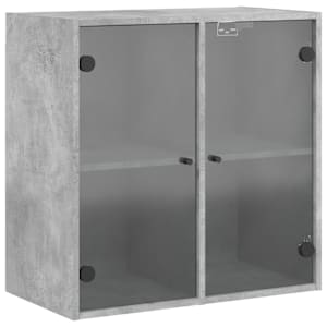 Nástěnná skříňka skleněná dvířka betonově šedá 68x37x68,5 cm - obrázek 2