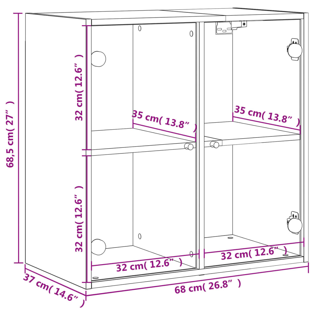 imagem de vidaXL Armário de parede c/ portas vidro 68x37x68,5 cm carvalho fumado11