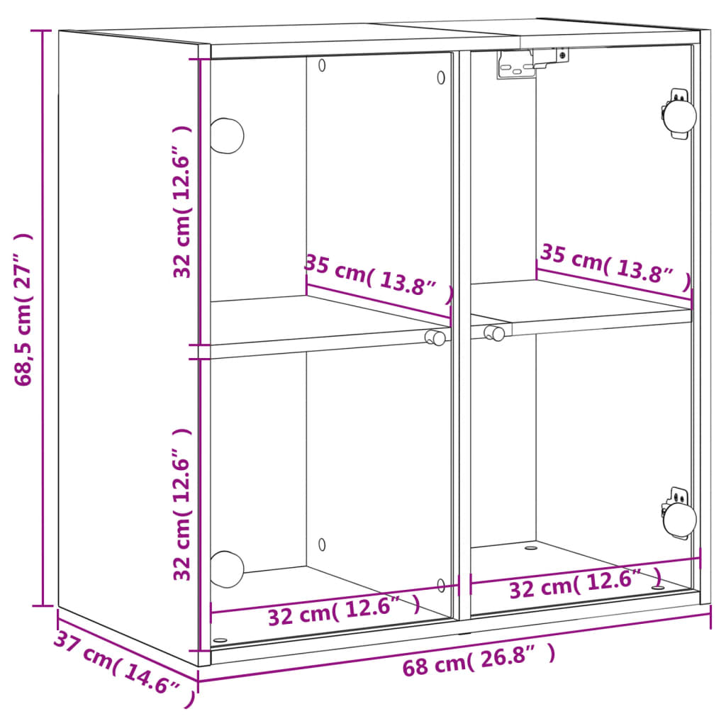 imagem de vidaXL Armário de parede c/ portas de vidro 68x37x68,5 cm cinza sonoma11