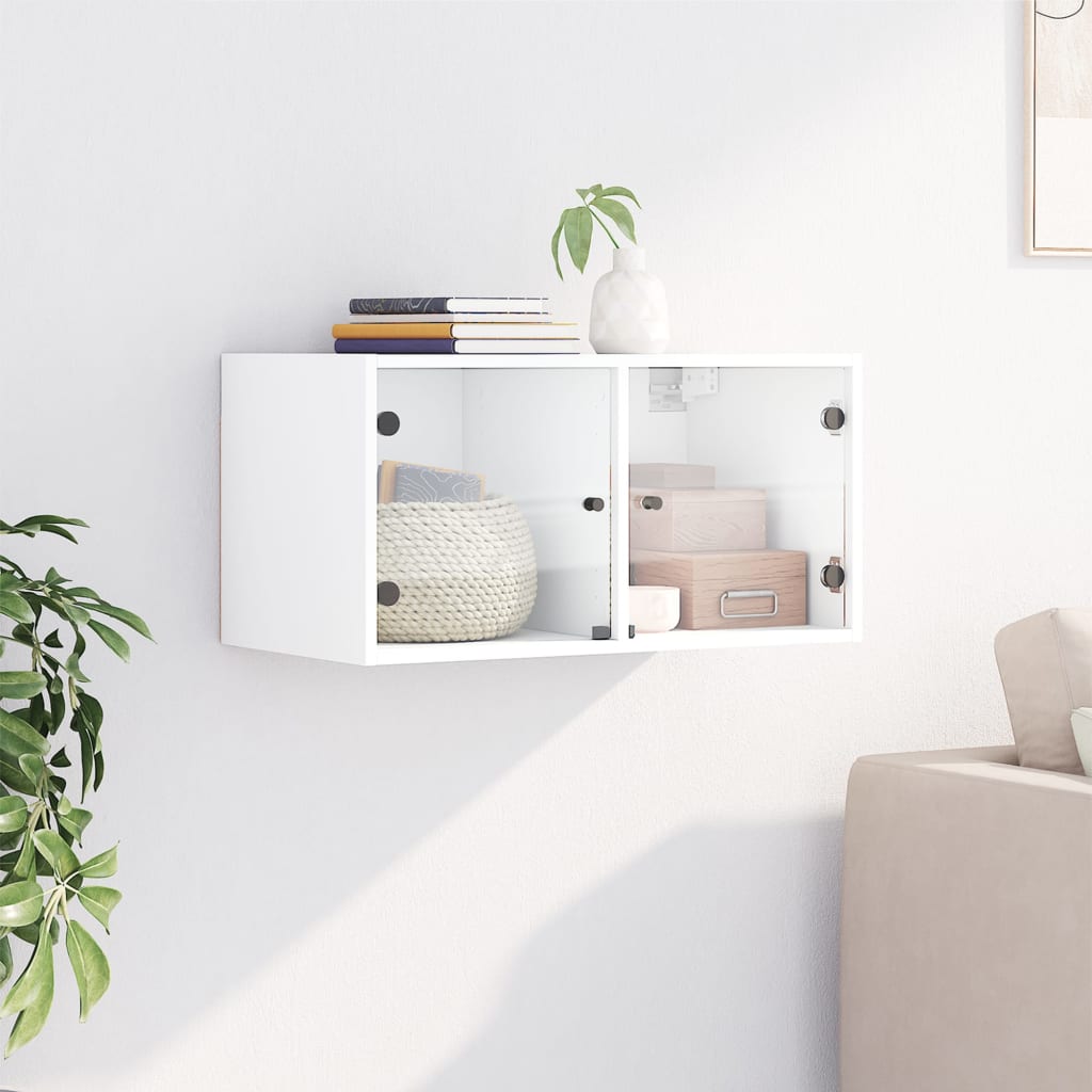 Thumbnail - vidaXL Wandschrank mit Glastüren Weiß 68,5x37x35 cm
