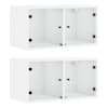 vidaXL klaasustega seinakapid 2 tk, valge, 68,5 x 37 x 35 cm