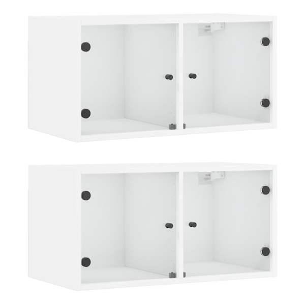 vidaXL klaasustega seinakapid 2 tk, valge, 68,5 x 37 x 35 cm