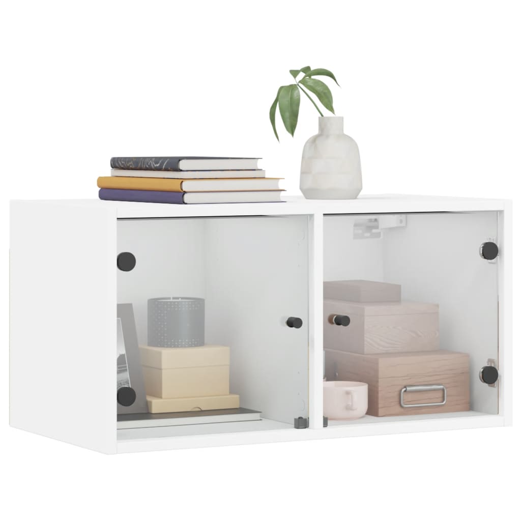 imagem de vidaXL Armários parede c/ portas de vidro 2 pcs 68,5x37x35 cm branco5