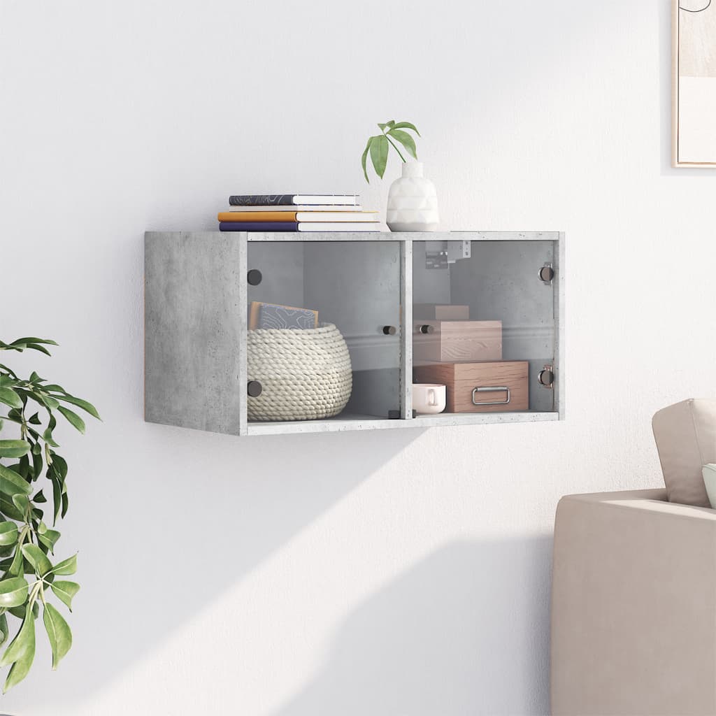 Thumbnail - vidaXL Wandschrank mit Glastüren Betongrau 68,5x37x35 cm
