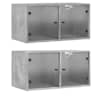 vidaXL klaasustega seinakapid 2 tk, betoonhall, 68,5 x 37 x 35 cm