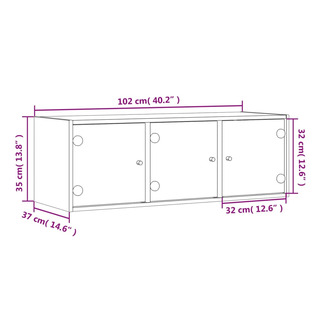 imagem de vidaXL Armário de parede c/ portas vidro 102x37x35 cm carvalho sonoma11