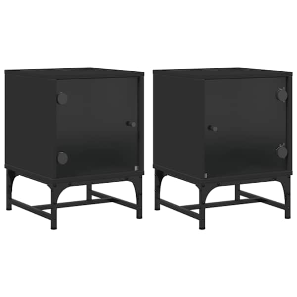 vidaXL klaasuksega &ouml;&ouml;kapid 2 tk, must, 35 x 37 x 50 cm