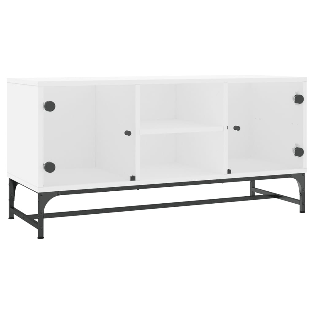 vidaXL TV skříňka se skleněnými dvířky bílá 102 x 37 x 50 cm
