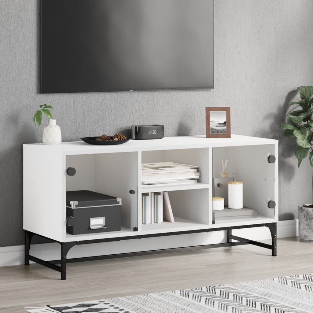  TV Cabinet with Glass Doors Home TV Stand Entertainment Centre TV Unit vidaXL