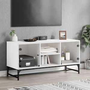 TV skříňka se skleněnými dvířky bílá 102 x 37 x 50 cm