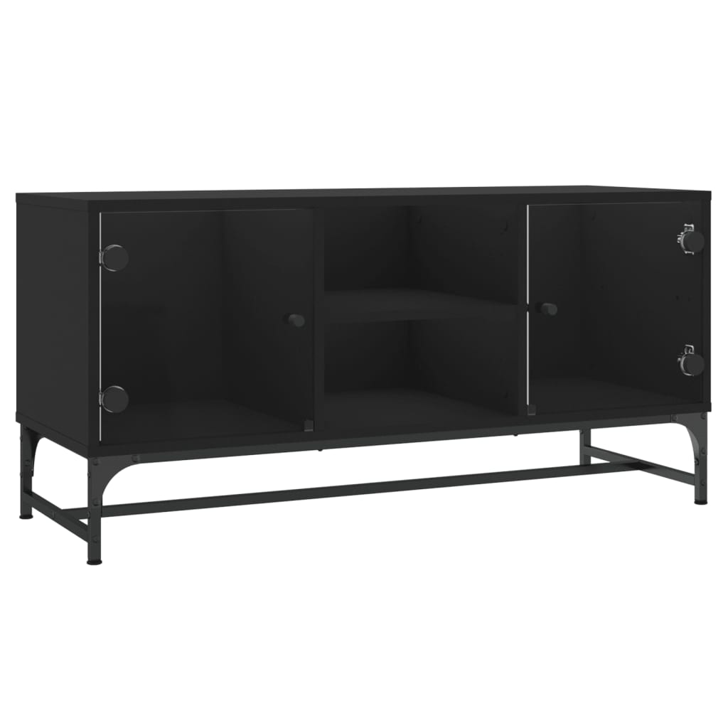 vidaXL TV skříňka se skleněnými dvířky černá 102 x 37 x 50 cm