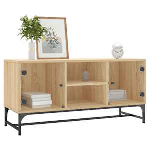 TV skříňka se skleněnými dvířky dub sonoma 102 x 37 x 50 cm - obrázek 3