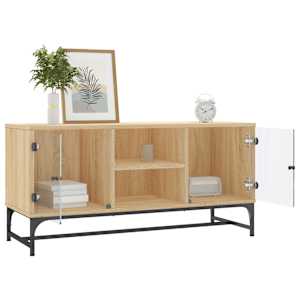 TV skříňka se skleněnými dvířky dub sonoma 102 x 37 x 50 cm - obrázek 4