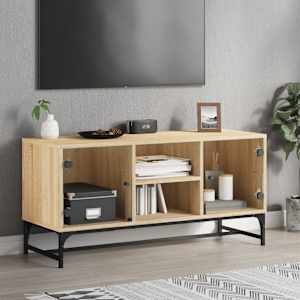 TV skříňka se skleněnými dvířky dub sonoma 102 x 37 x 50 cm - obrázek 1