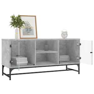 TV skříňka se skleněnými dvířky betonově šedá 102 x 37 x 50 cm - obrázek 4