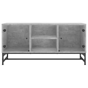 TV skříňka se skleněnými dvířky betonově šedá 102 x 37 x 50 cm - obrázek 5