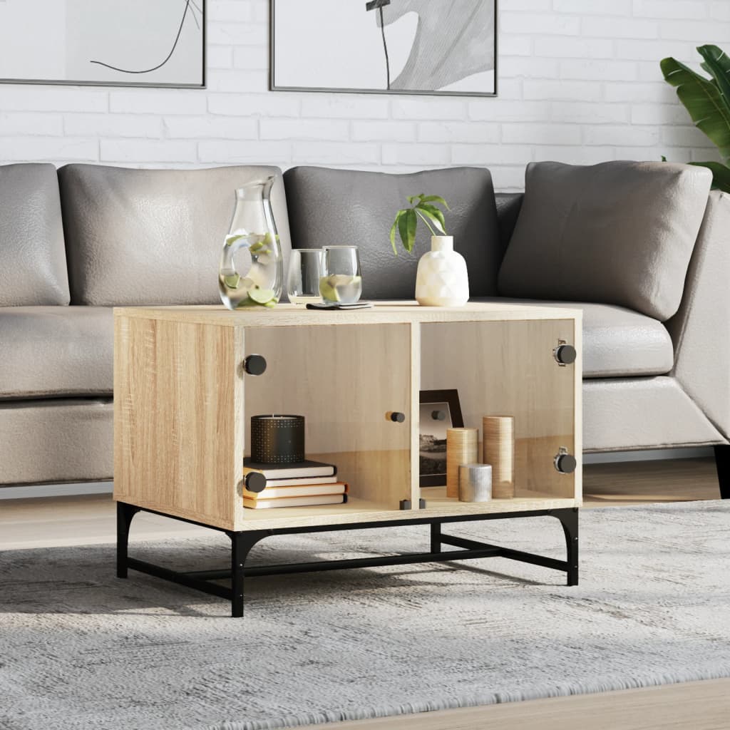 vidaXL sofabord med glaslåger 68,5x50x50 cm sonoma-eg