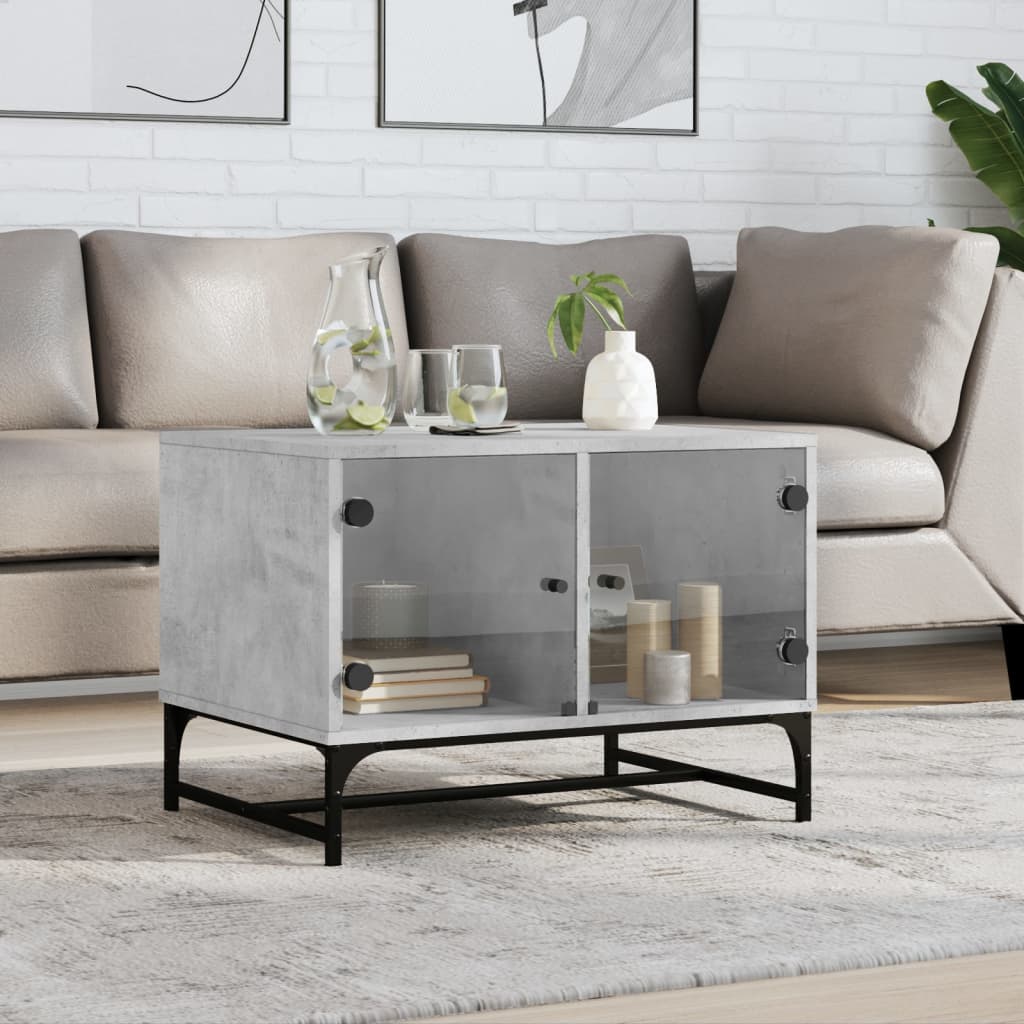 vidaXL sofabord med glaslåger 68,5x50x50 cm betongrå