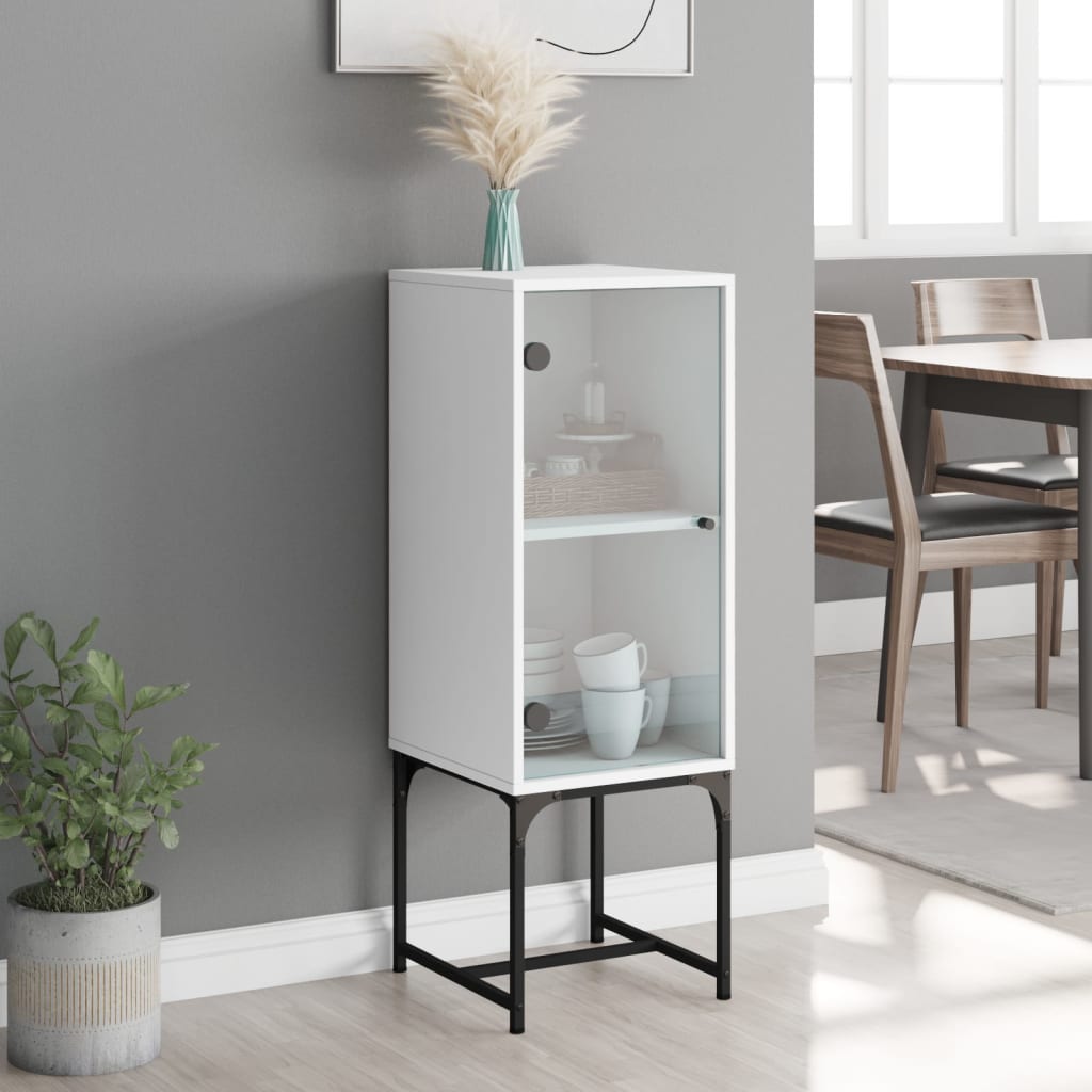 vidaXL Bijzetkast met glazen deur 35x37x100 cm wit afbeelding