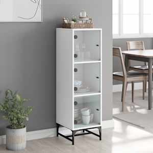 Highboard se skleněnými dvířky bílý 35 x 37 x 120 cm - obrázek 3