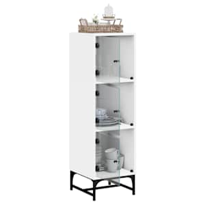 Highboard se skleněnými dvířky bílý 35 x 37 x 120 cm - obrázek 5