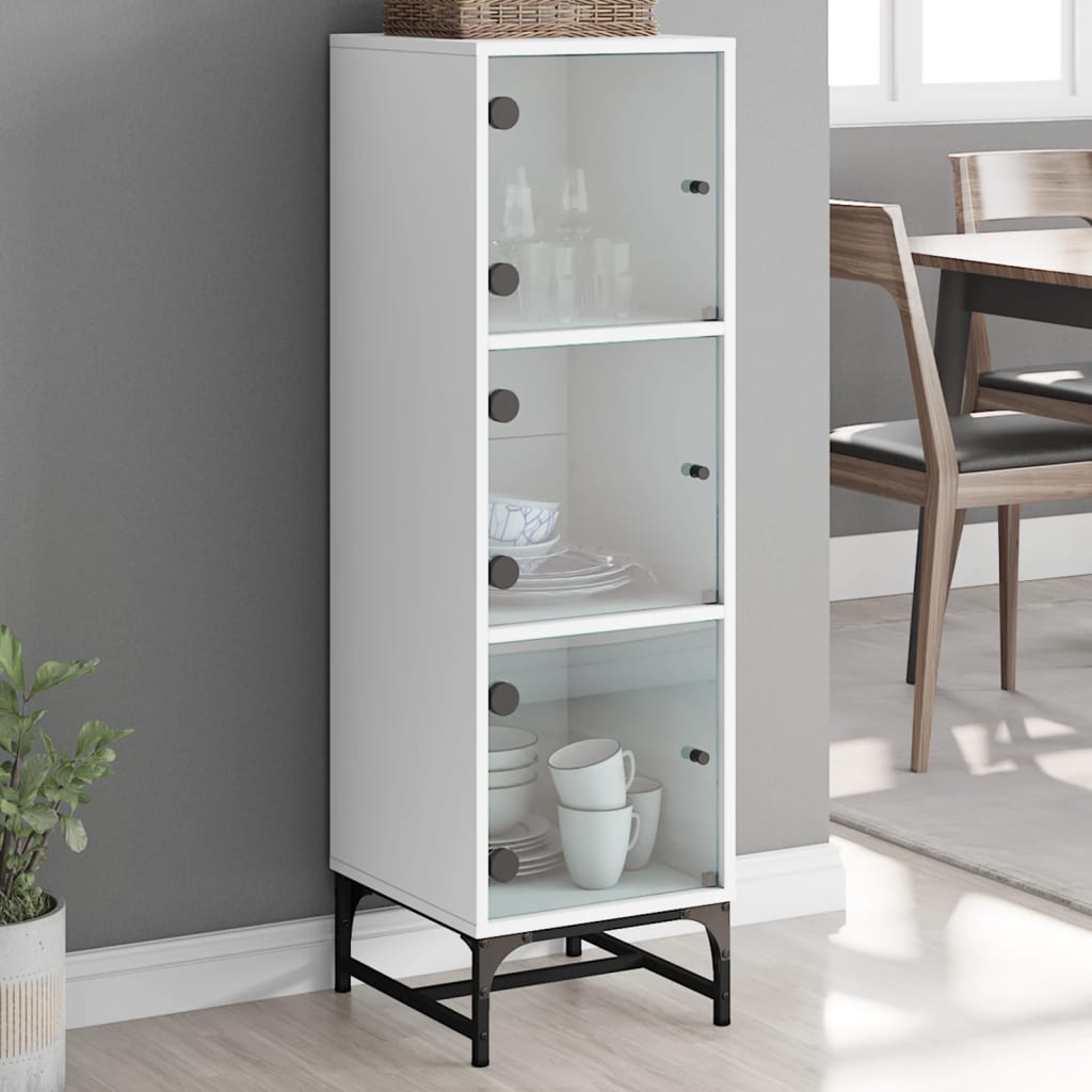 vidaXL Highboard mit Glastüren Weiß 35x37x120 cm