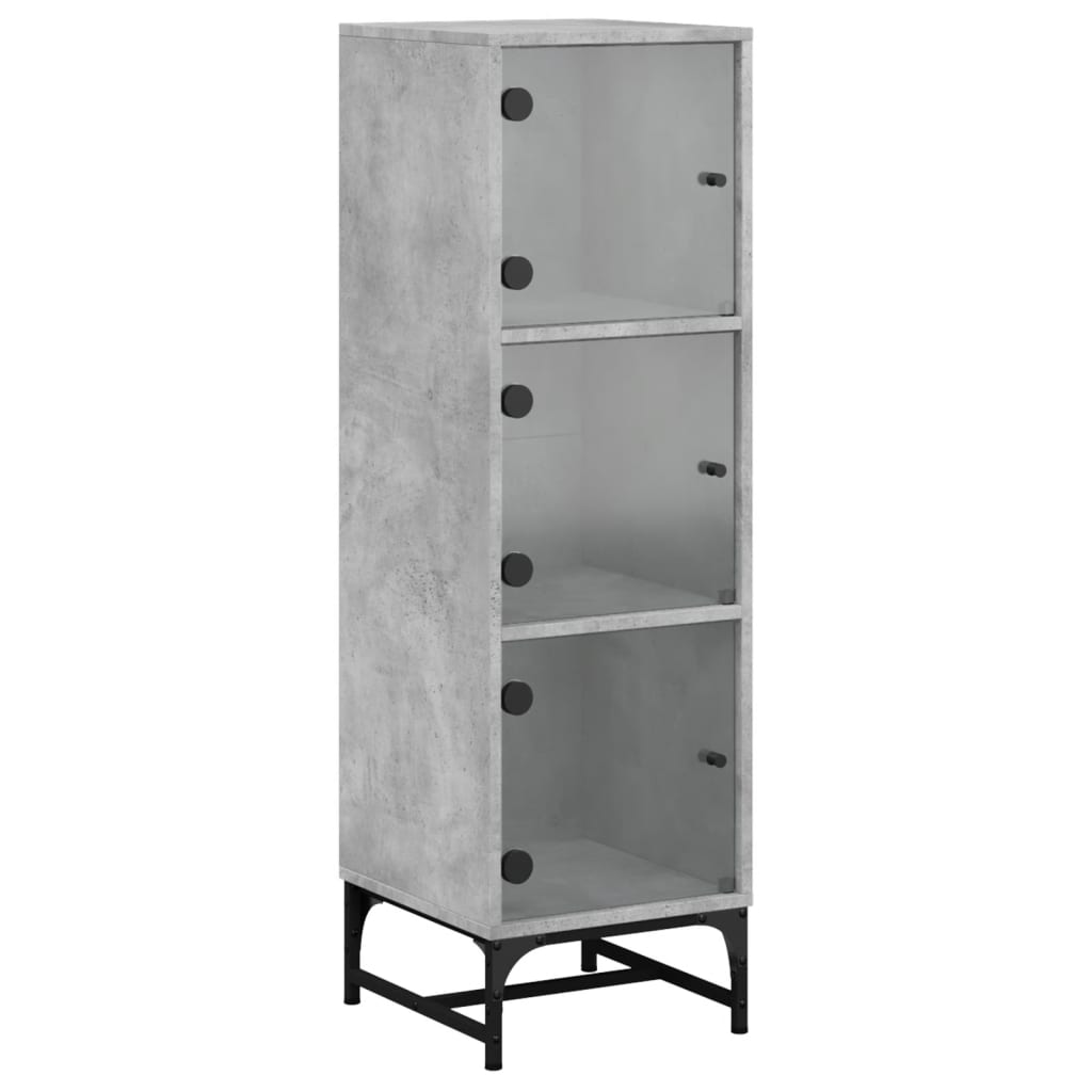 vidaXL Highboard se skleněnými dvířky betonově šedý 35 x 37 x 120 cm