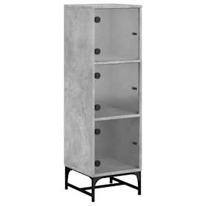 Highboard se skleněnými dvířky betonově šedý 35 x 37 x 120 cm - obrázek 2
