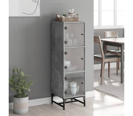 vidaXL Dulap cu uși din sticlă, gri beton, 35x37x120 cm