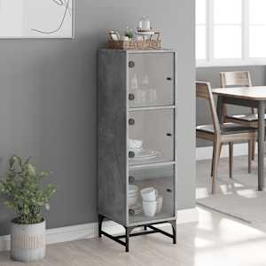 Highboard se skleněnými dvířky betonově šedý 35 x 37 x 120 cm - obrázek 3